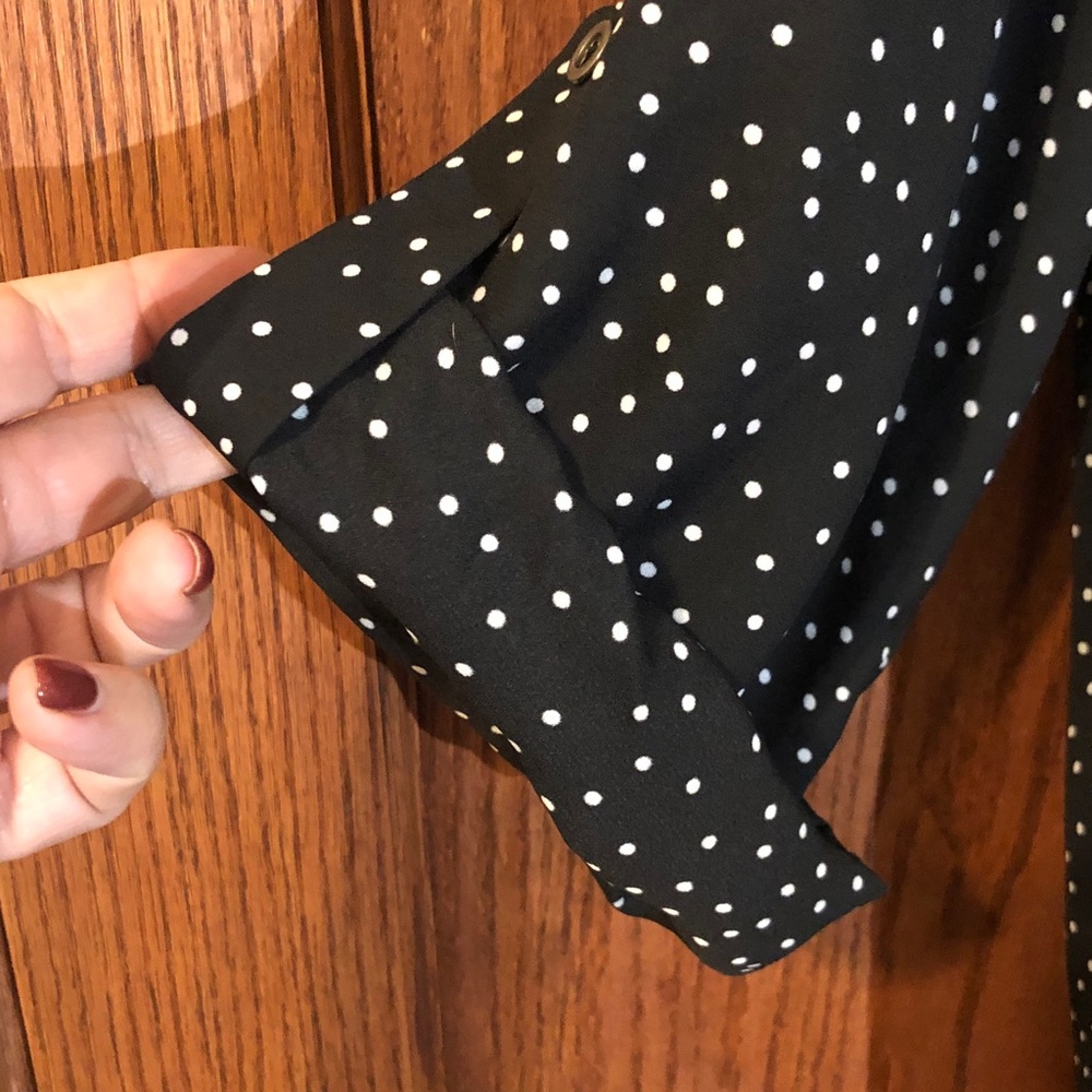 Lush Black and White Dotted Blouse - Picture 5 of 11